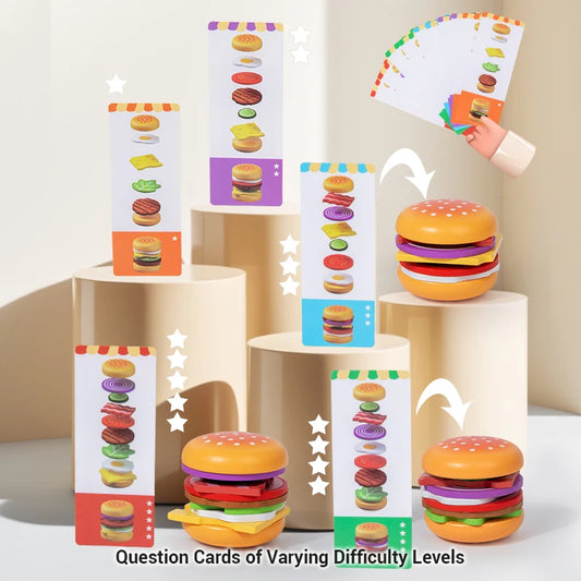 Wooden Hamburger Pretend Play Montessori Learning