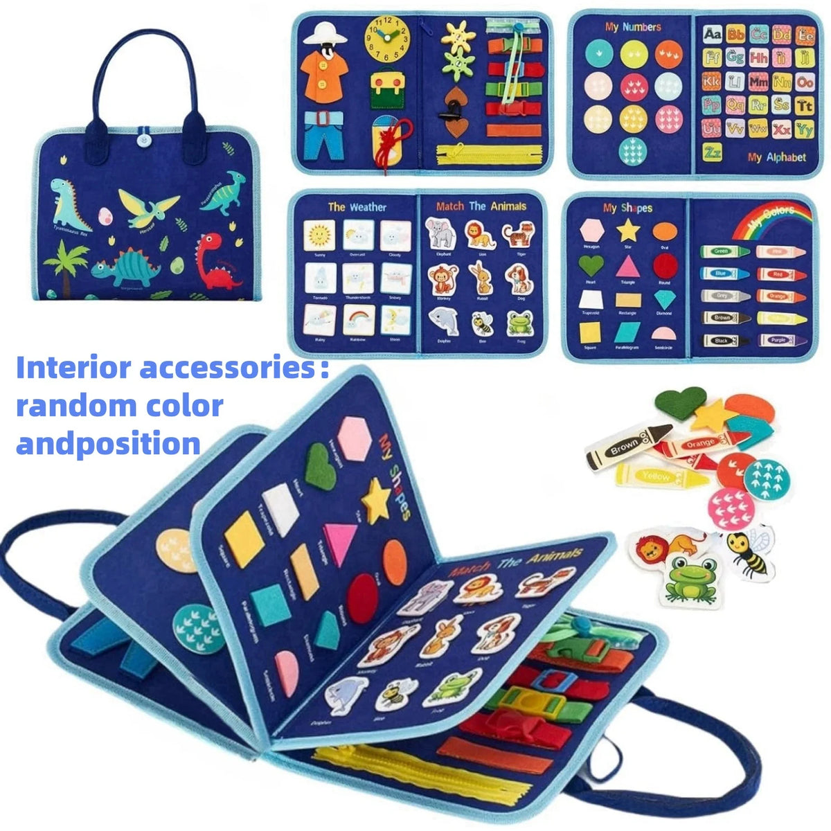 Toddler Busy Board - Montessori Toys , Educational Learning Sensory Busy Book, Airplane Car Travel Activities Toy