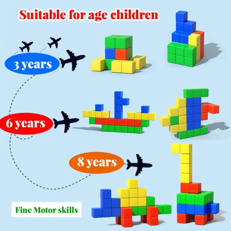 Magnetic Cube Tiles — 32-Piece Magnetic Building Set for Kids