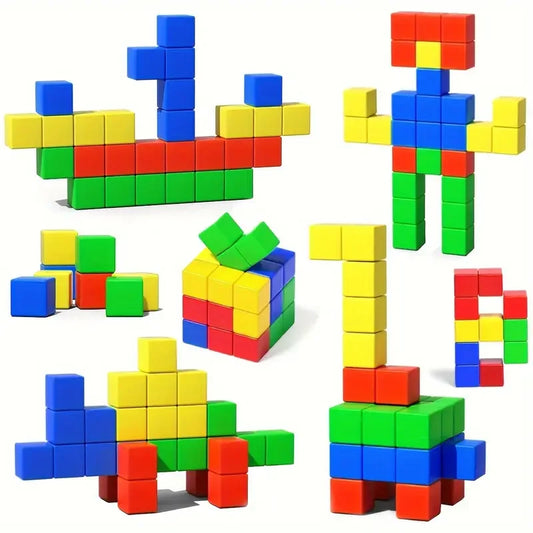 Magnetic Cube Tiles — 32-Piece Magnetic Building Set for Kids