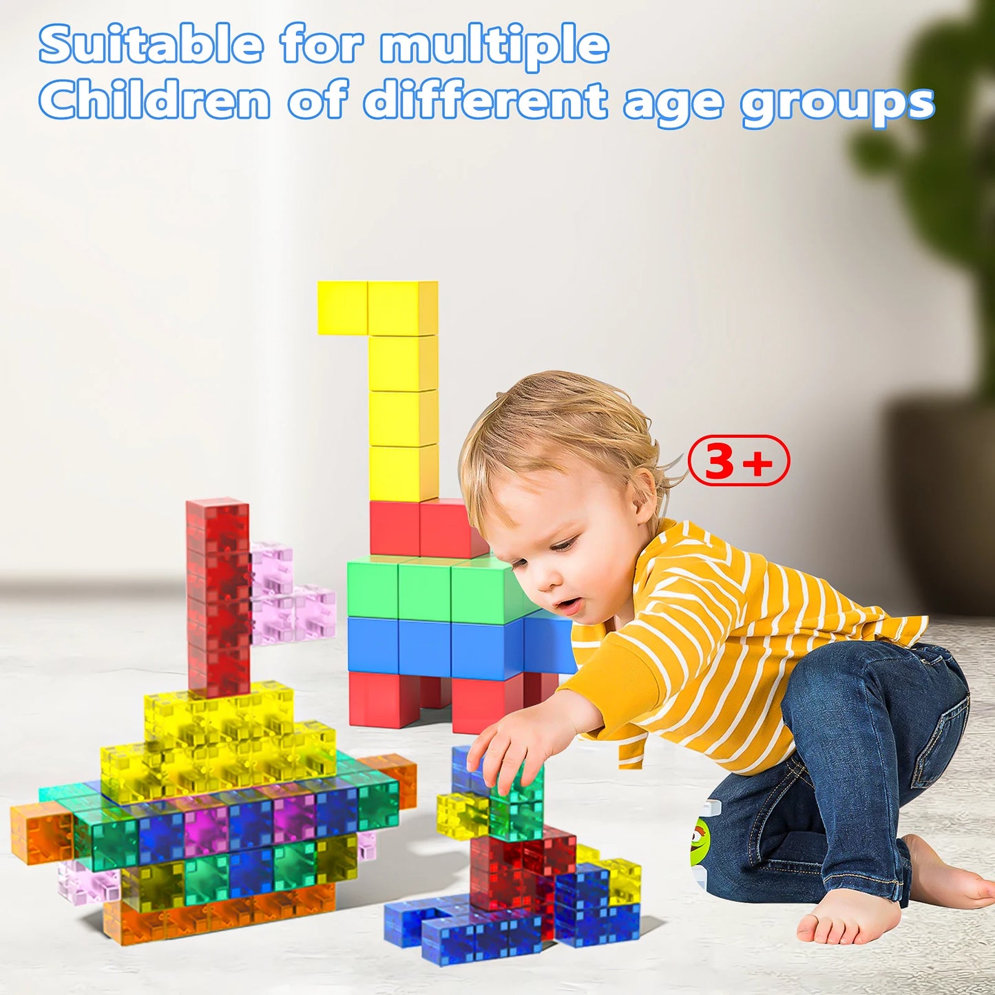 Magnetic Cube Tiles — 32-Piece Magnetic Building Set for Kids