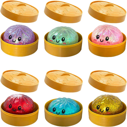 Colorful 6 Styles Glitter Dumpling Glitter Dumpling Squishy with Box