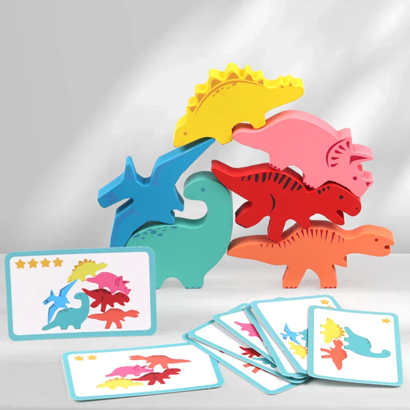 Wooden Animal Dinosaur Balance Stacking Toy