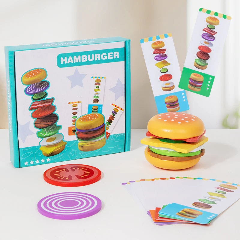 Wooden Hamburger Pretend Play Montessori Learning