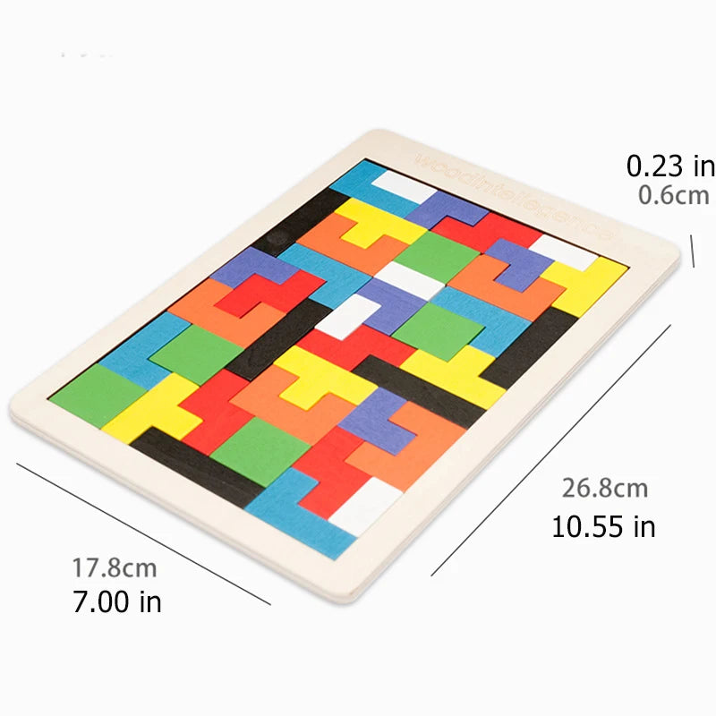 Colourful Tangram Wooden Puzzle Montessori Learning