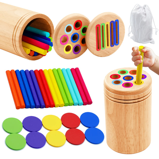 Montessori Wooden Toys Color Sorting Fine Motor Toys Shape Matching