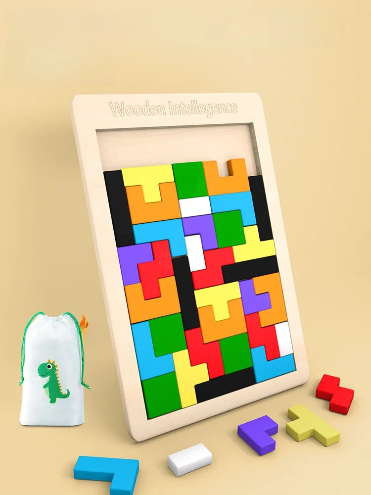 Colourful Tangram Wooden Puzzle Montessori Learning