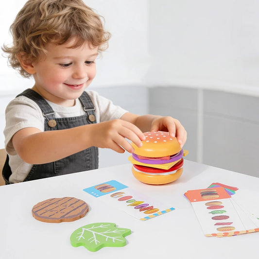 Wooden Hamburger Pretend Play Montessori Learning